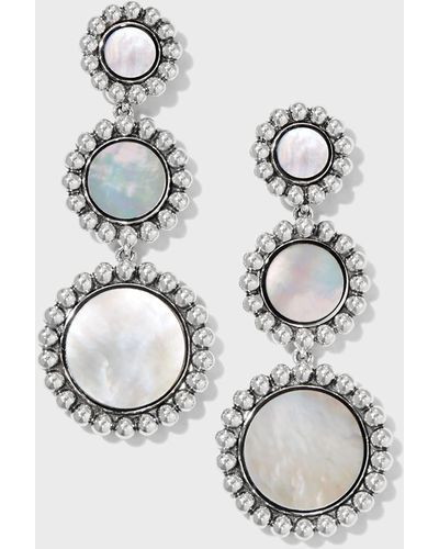 Lagos Maya 3-drop Earrings, Mother-of-pearl/onyx - White