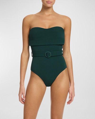JETS Australia Belted Bandeau One-Piece Swimsuit - Green