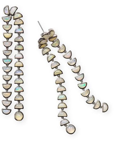 Nakard Marabou Earrings, Ethiopian Opal - Metallic