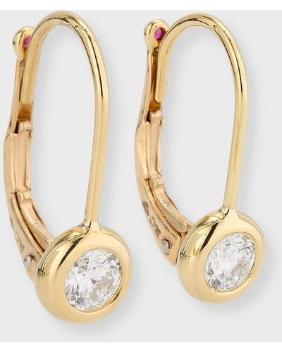 Roberto Coin 18K French Hook Diamond Earrings - Metallic