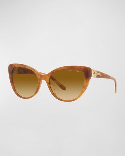 Lauren by Ralph Lauren Crystal-Embellished Golden Acetate Cat-Eye Sunglasses - Brown
