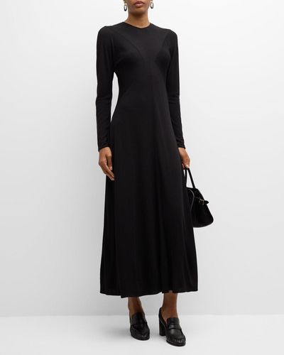 The Row Venusia Long-Sleeve A-Line Maxi Dress - Black