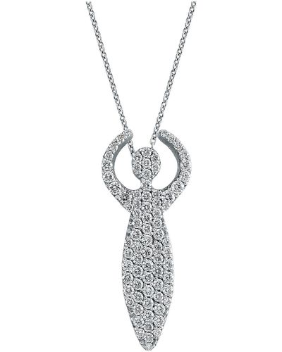 BeeGoddess 14k White Gold Diamond Goddess Necklace - Metallic