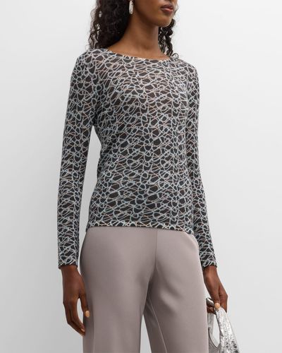 TSE Cashmere Abstract-print Crewneck Sweater - Gray