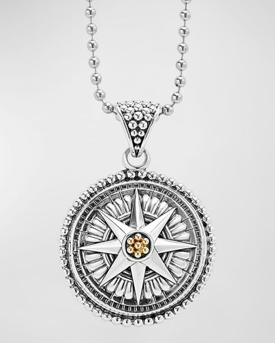 Lagos Signature Caviar Compass Necklace - Metallic