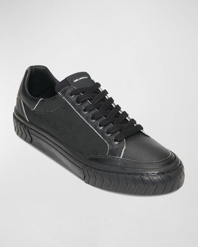 Karl Lagerfeld Kl Logo Leather Low-Top Sneakers - Black