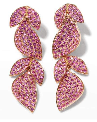 Alexander Laut Rose Gold Pink Sapphire Leaf Earrings