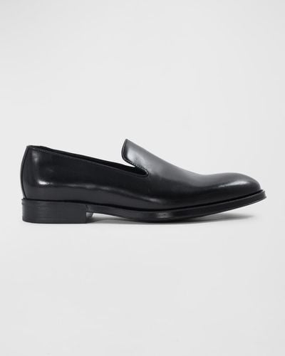 Paul Stuart Crest Leather Loafers - Black