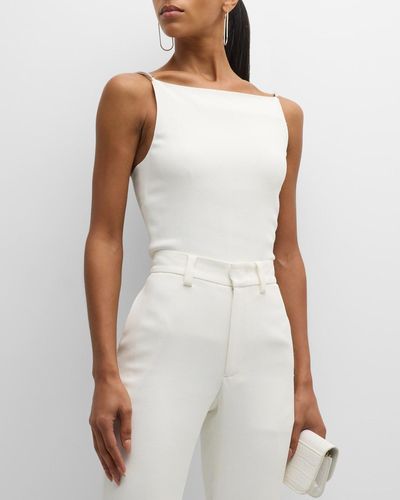 Brandon Maxwell Boat-neck Tank Top With Silver Hardware Straps - White