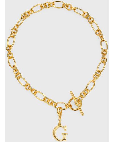 Ben-Amun Link Brass Chain Necklace With Initial Charm - Metallic