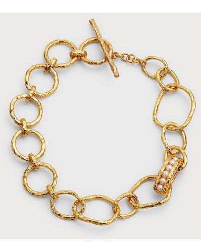Pacharee Chain Bracelet With Pearls - Metallic