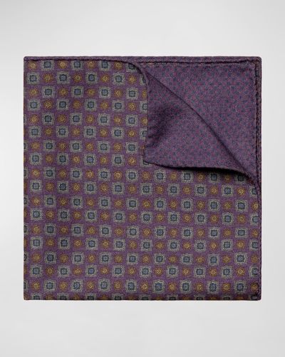 Eton Double-Face Wool Flannel Pocket Square - Purple