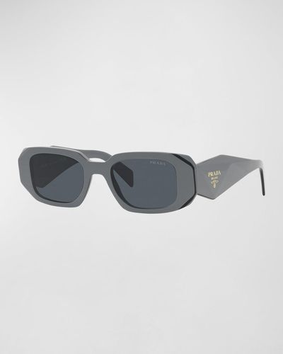 Prada Rectangle Acetate Logo Sunglasses - Gray