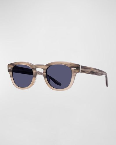 Barton Perreira Demarco Keyhole-bridge Acetate Rectangle Sunglasses - Blue