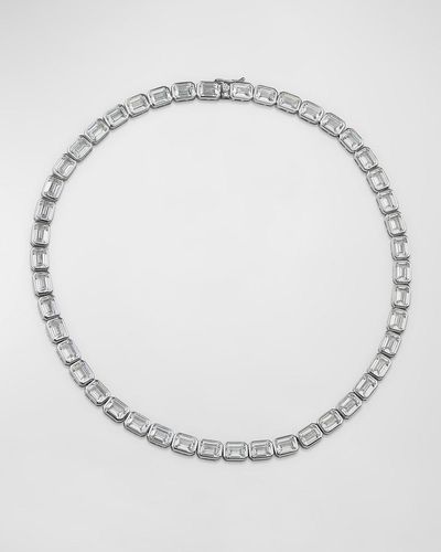 Golconda by Kenneth Jay Lane Emerald Cubic Zirconia Bezel-Set Necklace - White