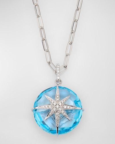 Lisa Nik 18K Topaz Necklace With Diamond Star - Blue