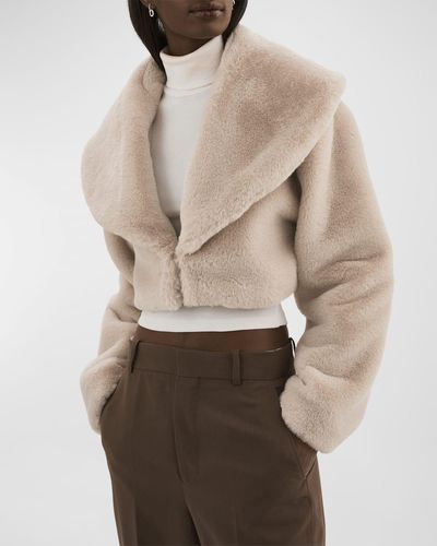 Lamarque Danika Cropped Faux Fur Jacket - Natural