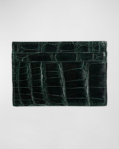 Abas Alligator Leather Card Case - Black