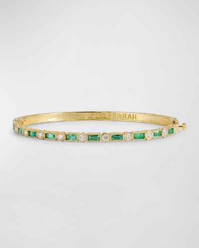 Tanya Farah 18k Yellow Gold Emerald And Diamond Bangle Bracelet - Multicolor
