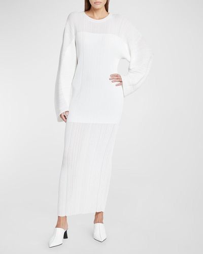 Stella McCartney Lightweight Plisse Knit Maxi Dress - White