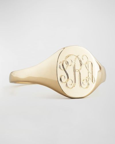 Sarah Chloe 14K Lana Monogrammed Oval Signet Ring, Petite - White
