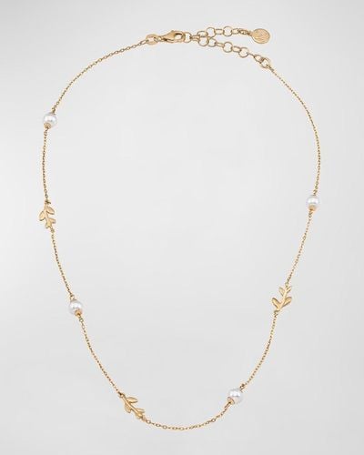 Majorica Juliette Pearl And Leaf Station Necklace - White