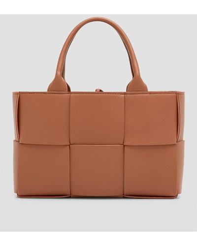 Bottega Veneta Arco Mini Intrecciato Leather Tote Bag - Brown