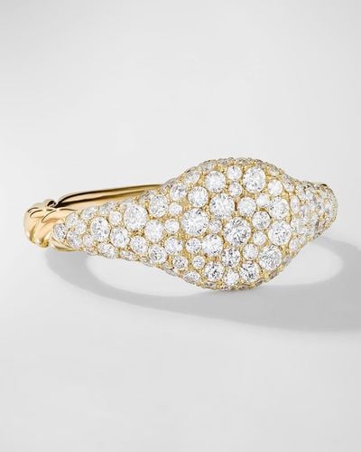 David Yurman Sculpted Cable Pinky Ring With Diamonds - White