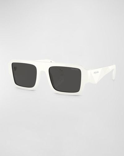 Prada Acetate Rectangle Sunglasses - White