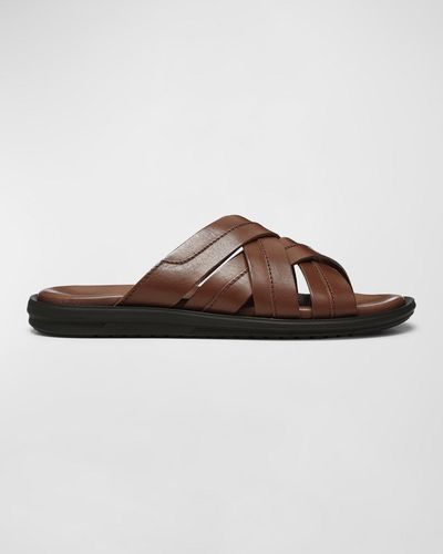 Donald J Pliner Iggie Leather Crisscross Slide Sandals - Brown