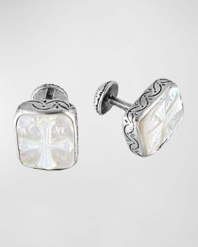 Konstantino Color Classics Sterling Silver Mother-of-pearl Cross Cuff Links - Multicolor