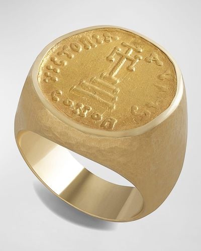 Jorge Adeler 18K Hammered Victoria Coin Ring - Metallic