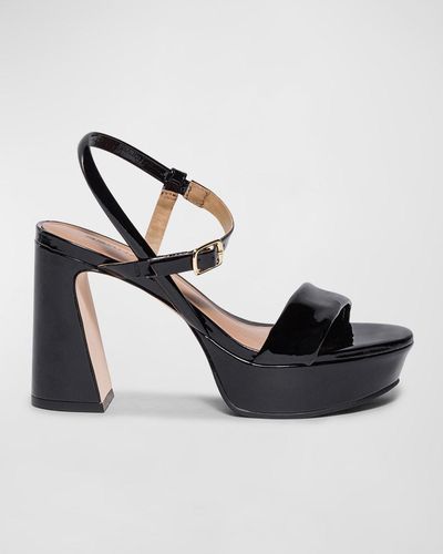 Bernardo Patent Ankle-Strap Platform Sandals - Black