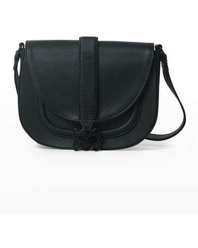 Callista Mini Gitane Saddle Leather Crossbody Bag - Black