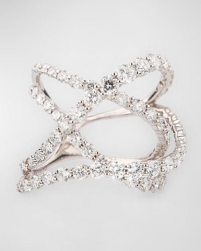 Lisa Nik 18K Pave Diamond Criss Cross Ring, Size 6 - Multicolor