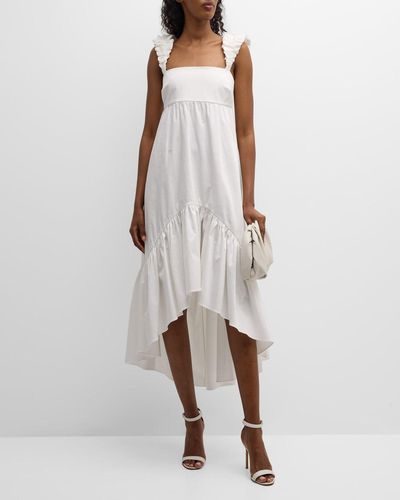 Alexis Natalia Ruffled Empire High-low Midi Dress - White