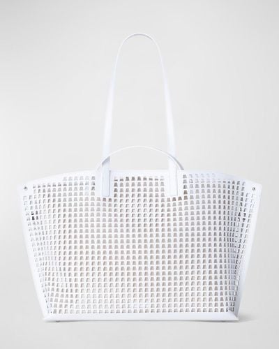 Akris Ai Medium Trapezoid Laser-Cut Tote Bag - White