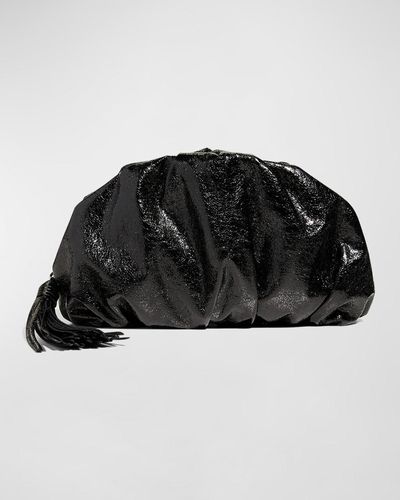 Rebecca Minkoff Ruched Zip Faux-Leather Clutch Bag - Black