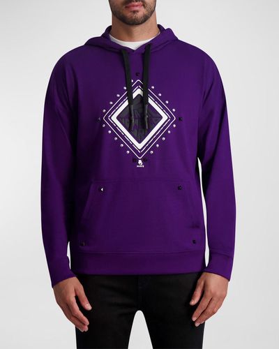 Karl Lagerfeld Oversize Studded Diamond Logo Hoodie - Purple