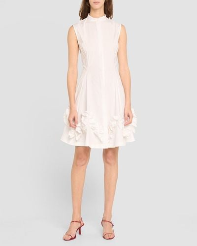 Lela Rose Natalie Shirtdress With Ruffle Detail - White
