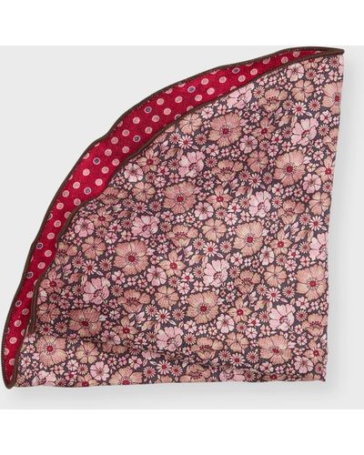 Edward Armah Floral/Polka Dot Reversible Silk Pocket Circle - Red