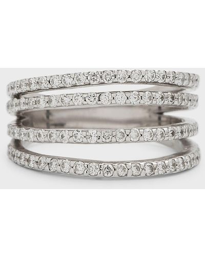 Cassidy Diamonds 18k White Gold 4-link Pave Diamond Ring, Size 7 - Gray