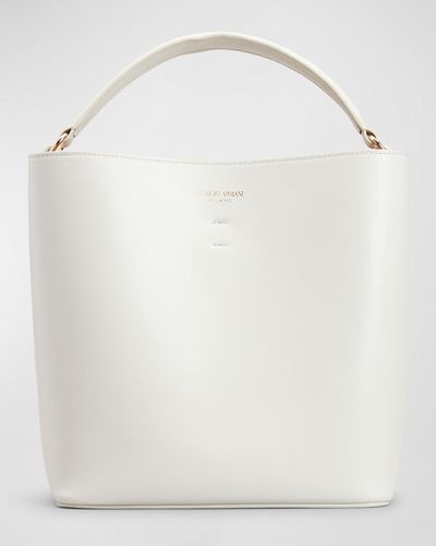 Giorgio Armani Infinity Small Napa Leather Tote Bag - White