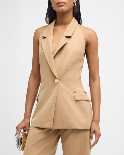 Sergio Hudson Double-Breasted Tailored Halter Vest - Natural