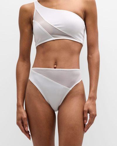 Norma Kamali Snake Mesh High-Waist Bikini Bottoms - White