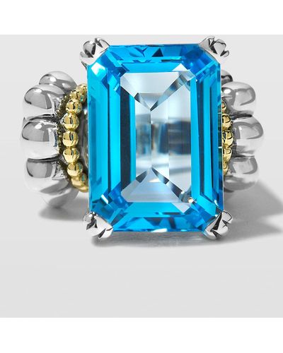 Lagos Glacier 18X13Mm Gemstone Two-Tone Ring - Blue