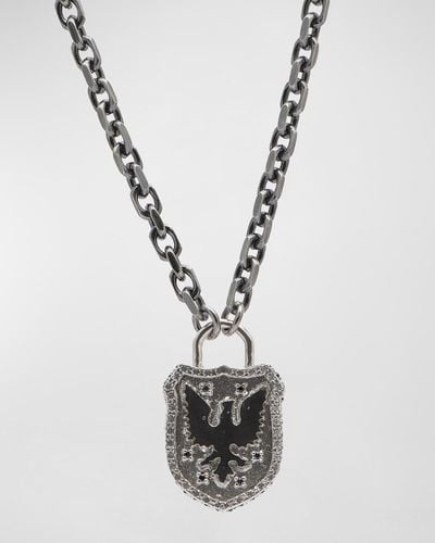 Armenta Romero Blackened Griffin Shield Pendant Necklace - White