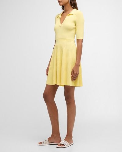 Jonathan Simkhai Patricia V-Neck Ribbed Polo Mini Dress - Yellow