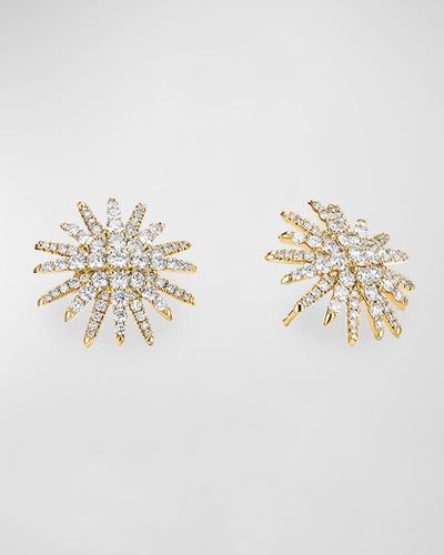 David Yurman Starburst 18k Yellow Gold Diamond Pave Stud Earrings - Metallic