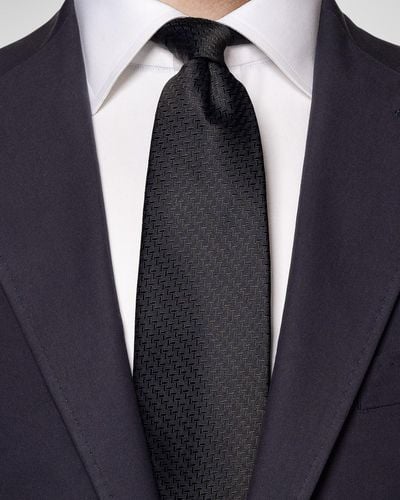 Eton Tonal Zigzag Silk Tie - Blue